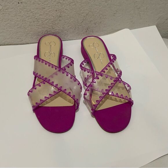 Jessica Simpson Women's Cabrie Slip On Open Toe Heels Pumps Pink Clear Size 8.5 - Picture 1 of 7